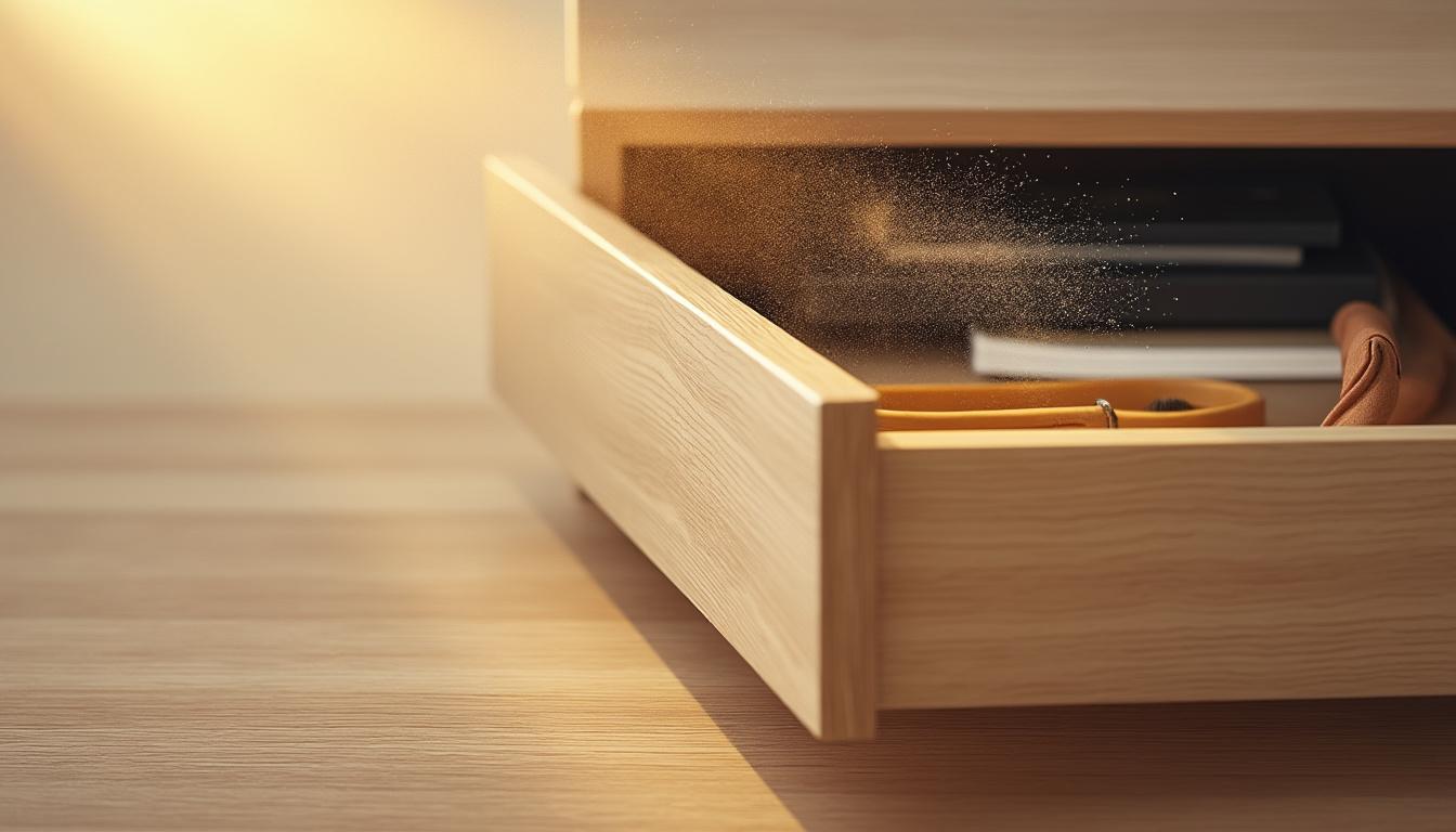 découvrez des astuces simples et efficaces pour éliminer la poussière dans les tiroirs et placards fermés, afin de conserver un intérieur propre et sain plus longtemps.