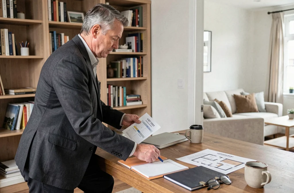 Agent immobilier consultant un planning de visites organisées pour accélérer la vente d'un appartement