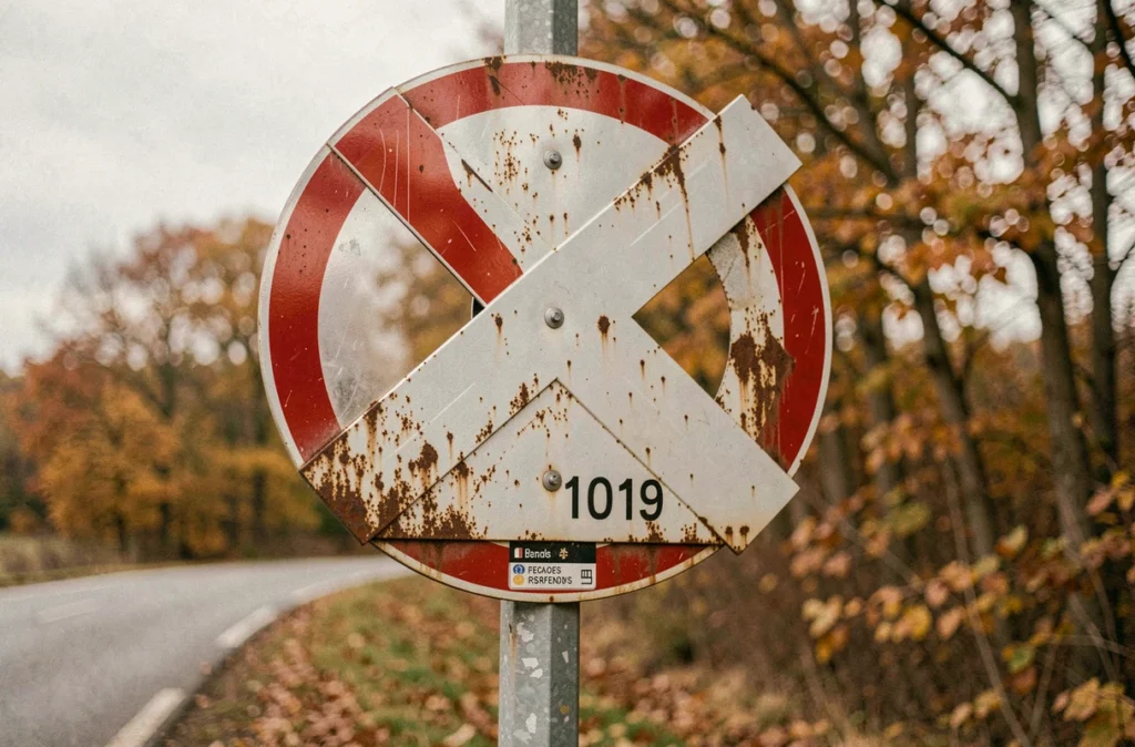 Signalisation réglementaire de passage à niveau en France, croix de Saint-André et panneaux officiels en milieu rural